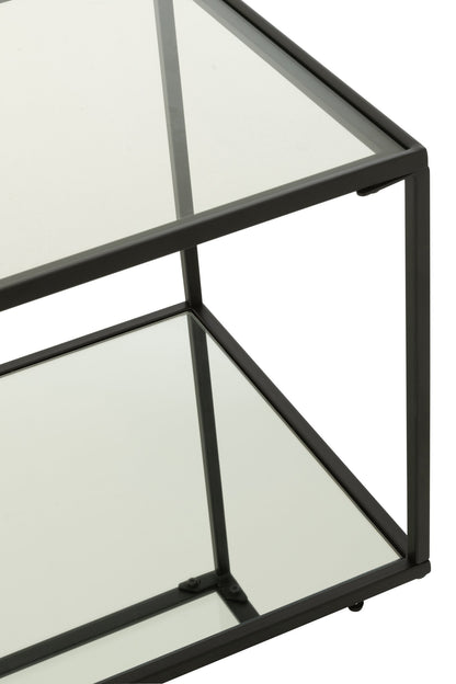 Coffee Table Iron/Glass Black Small