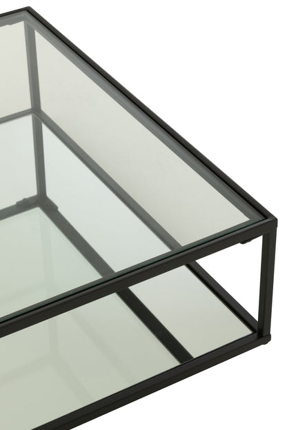Coffee Table Iron/Glass Black Large
