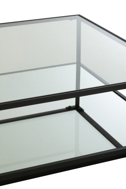 Coffee Table Iron/Glass Black Large