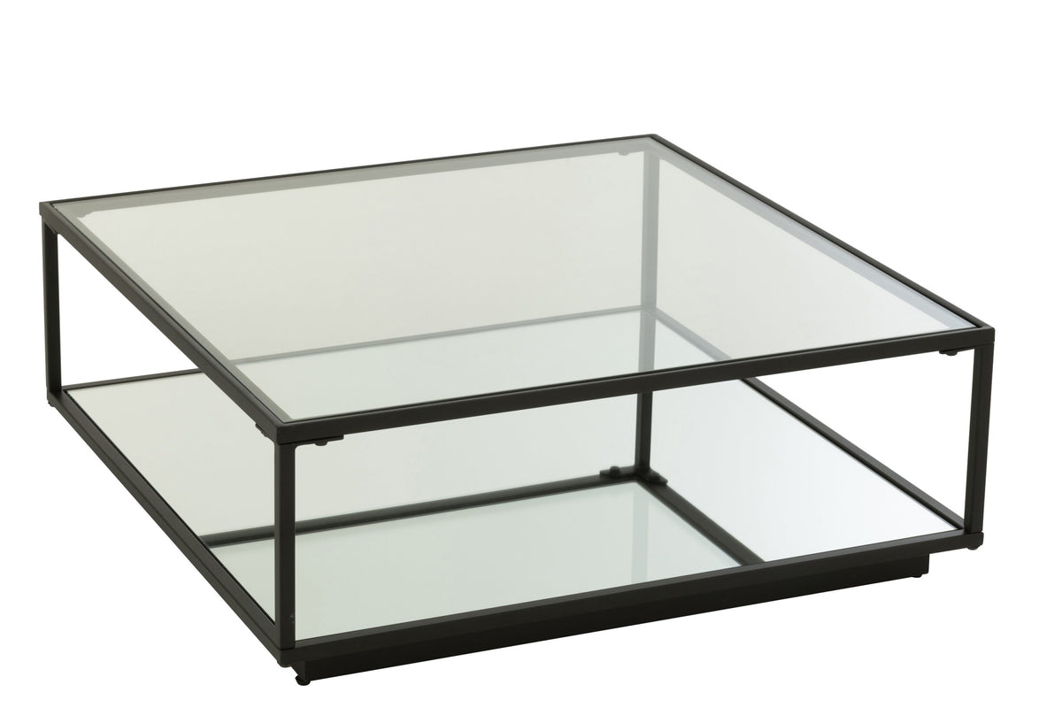Coffee Table Iron/Glass Black Large