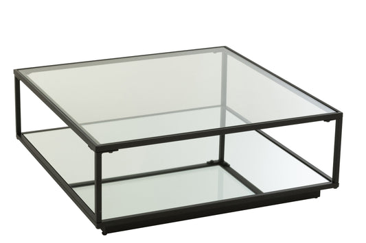 Coffee Table Iron/Glass Black Large