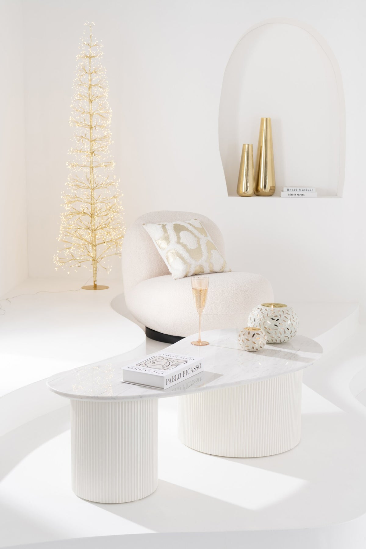 Coffee Table Marble/Mdf White