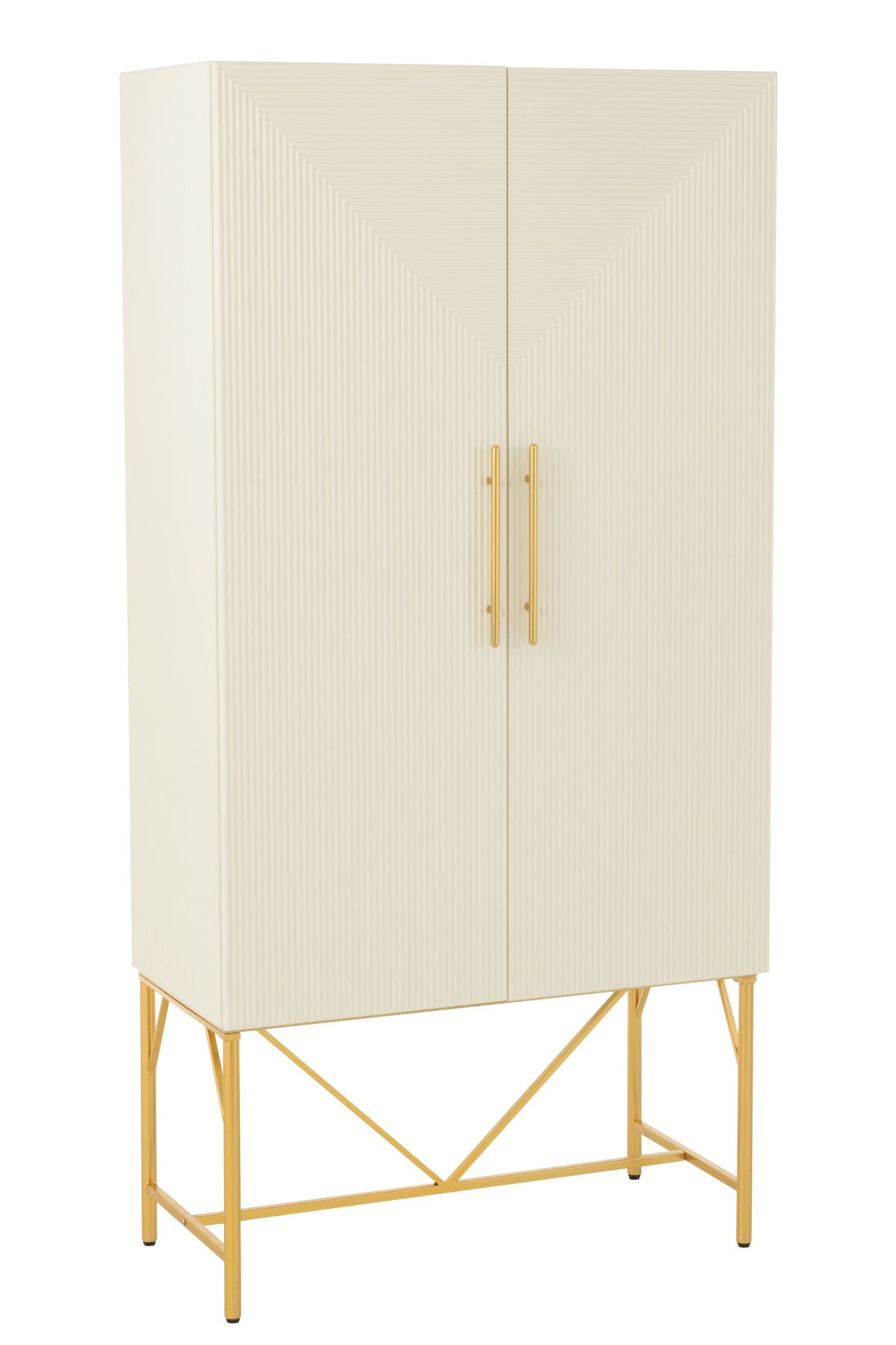 Chest Of Drawers Mdf/Metal White/Gold Colored