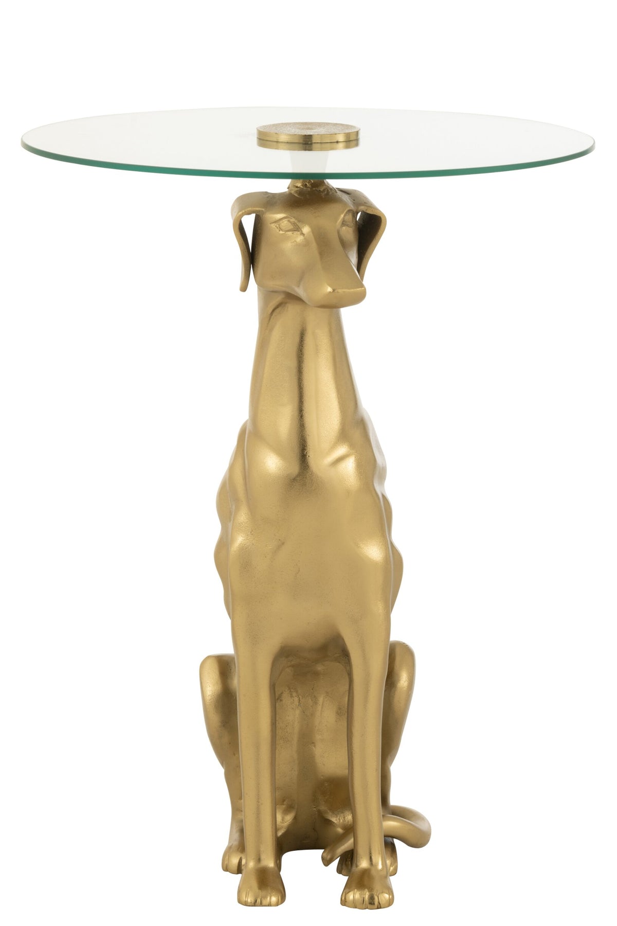 Side Table Dog Base Aluminium/Glass Gold Colored