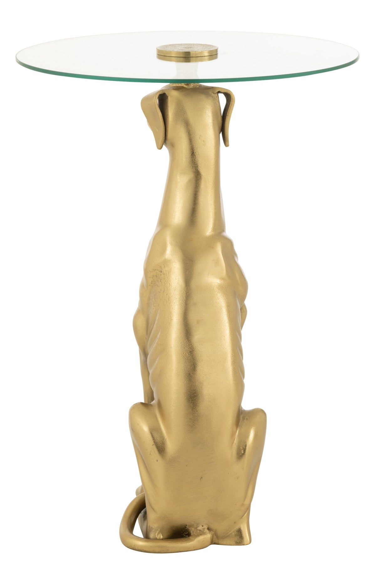 Side Table Dog Base Aluminium/Glass Gold Colored