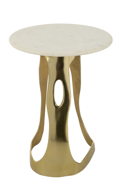 Side Table Aluminium/Stone Gold Colored/White Large
