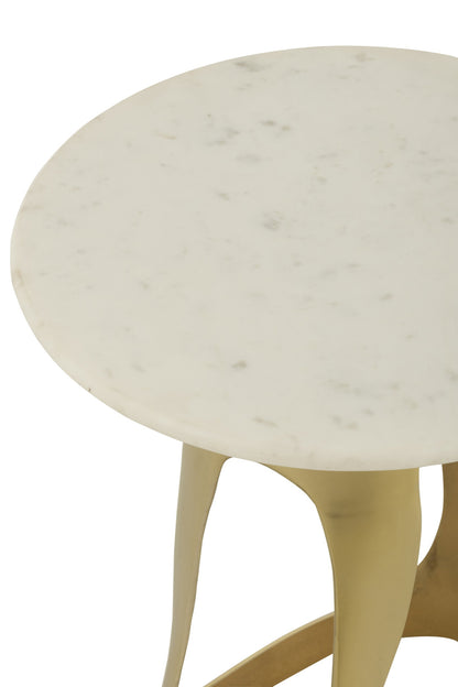 Side Table Aluminium/Stone Gold Colored/White Large
