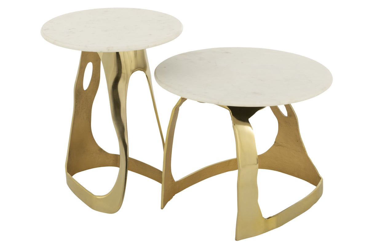 Side Table Aluminium/Stone Gold Colored/White Large