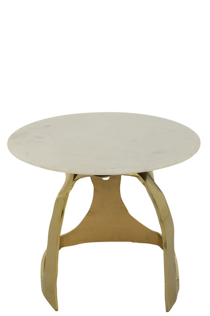 Side Table Aluminium/Stone Gold Colored/White Small