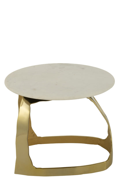 Side Table Aluminium/Stone Gold Colored/White Small