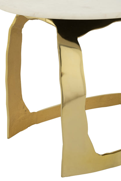 Side Table Aluminium/Stone Gold Colored/White Small
