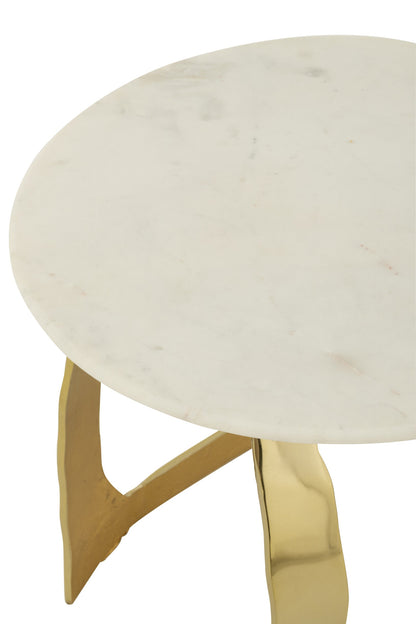Side Table Aluminium/Stone Gold Colored/White Small