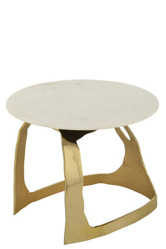 Side Table Aluminium/Stone Gold Colored/White Small