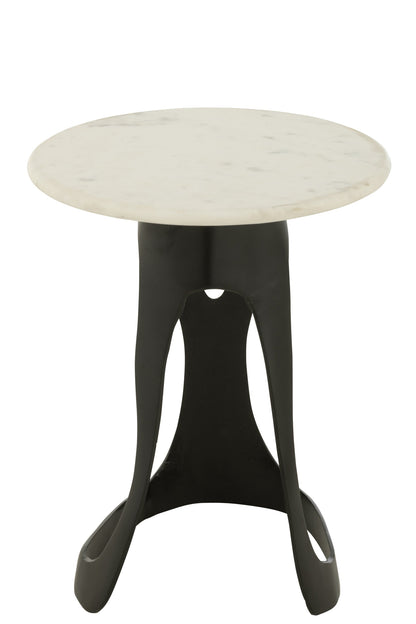 Side Table Aluminium/Stone Black/White Large