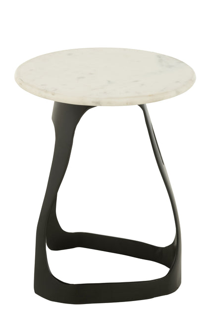 Side Table Aluminium/Stone Black/White Large