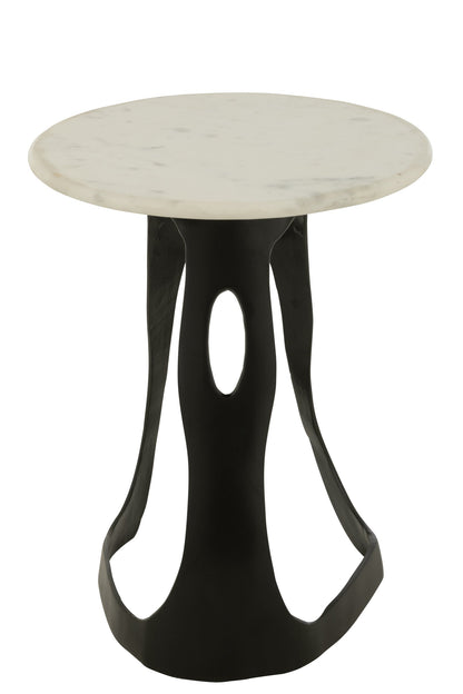Side Table Aluminium/Stone Black/White Large