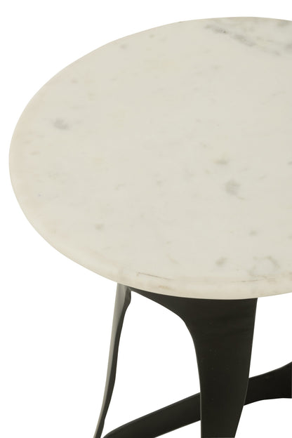 Side Table Aluminium/Stone Black/White Large