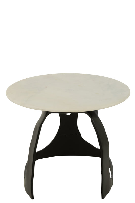 Side Table Aluminium/Stone Black/White Small