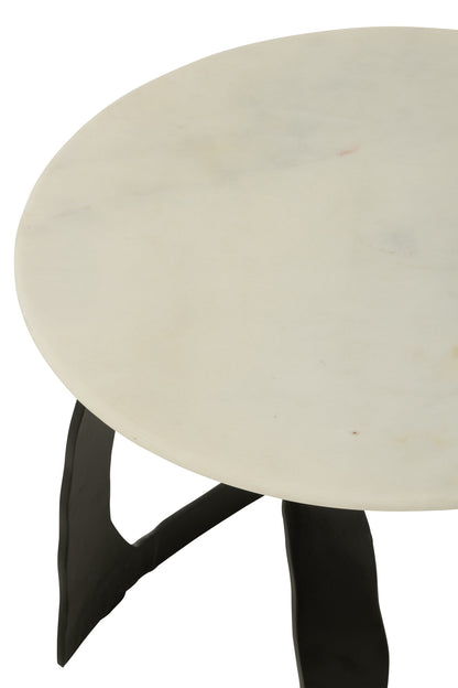 Side Table Aluminium/Stone Black/White Small