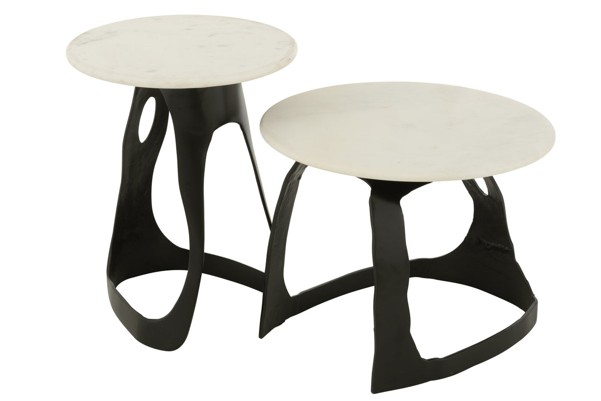 Side Table Aluminium/Stone Black/White Small