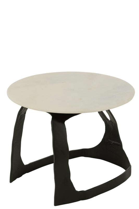 Side Table Aluminium/Stone Black/White Small
