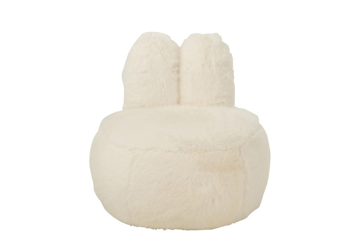 Stool Fur With Bunny Ears Wood White