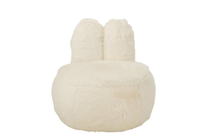 Stool Fur With Bunny Ears Wood White