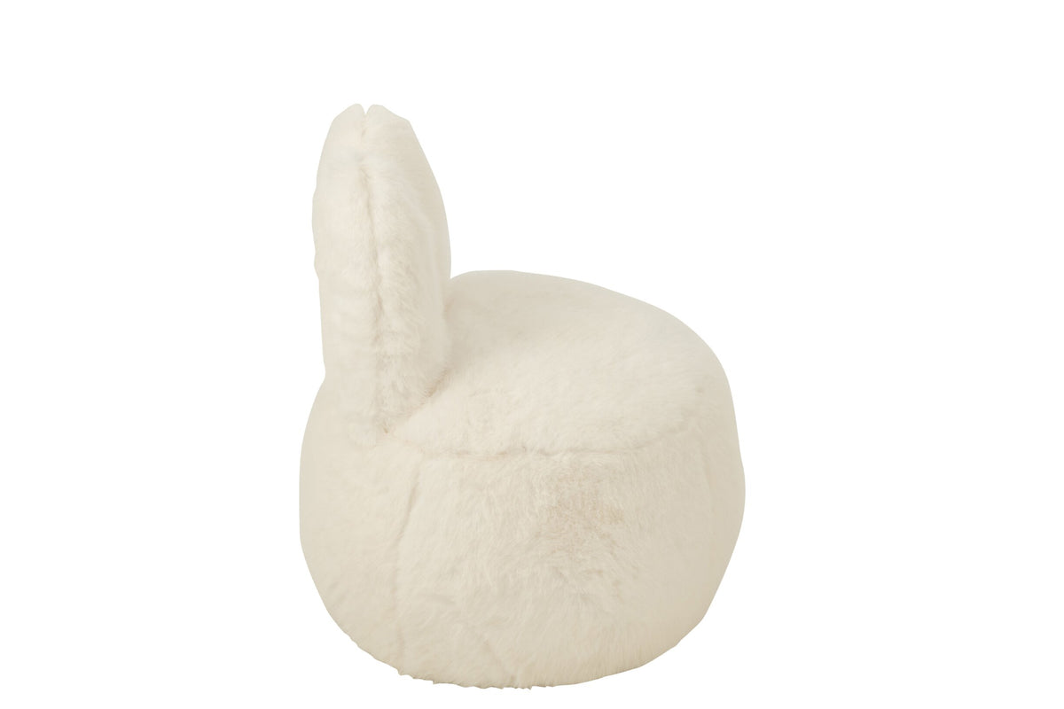Stool Fur With Bunny Ears Wood White