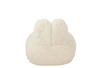 Stool Fur With Bunny Ears Wood White