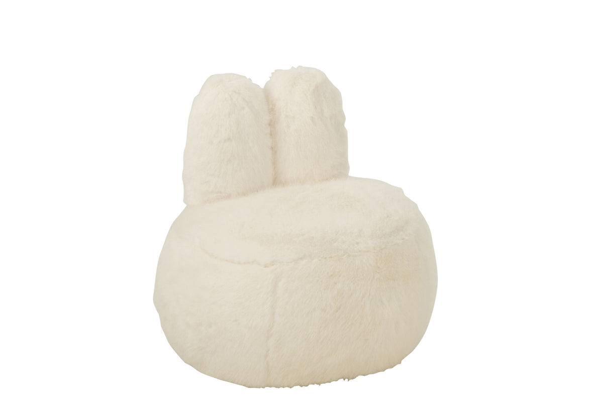 Stool Fur With Bunny Ears Wood White