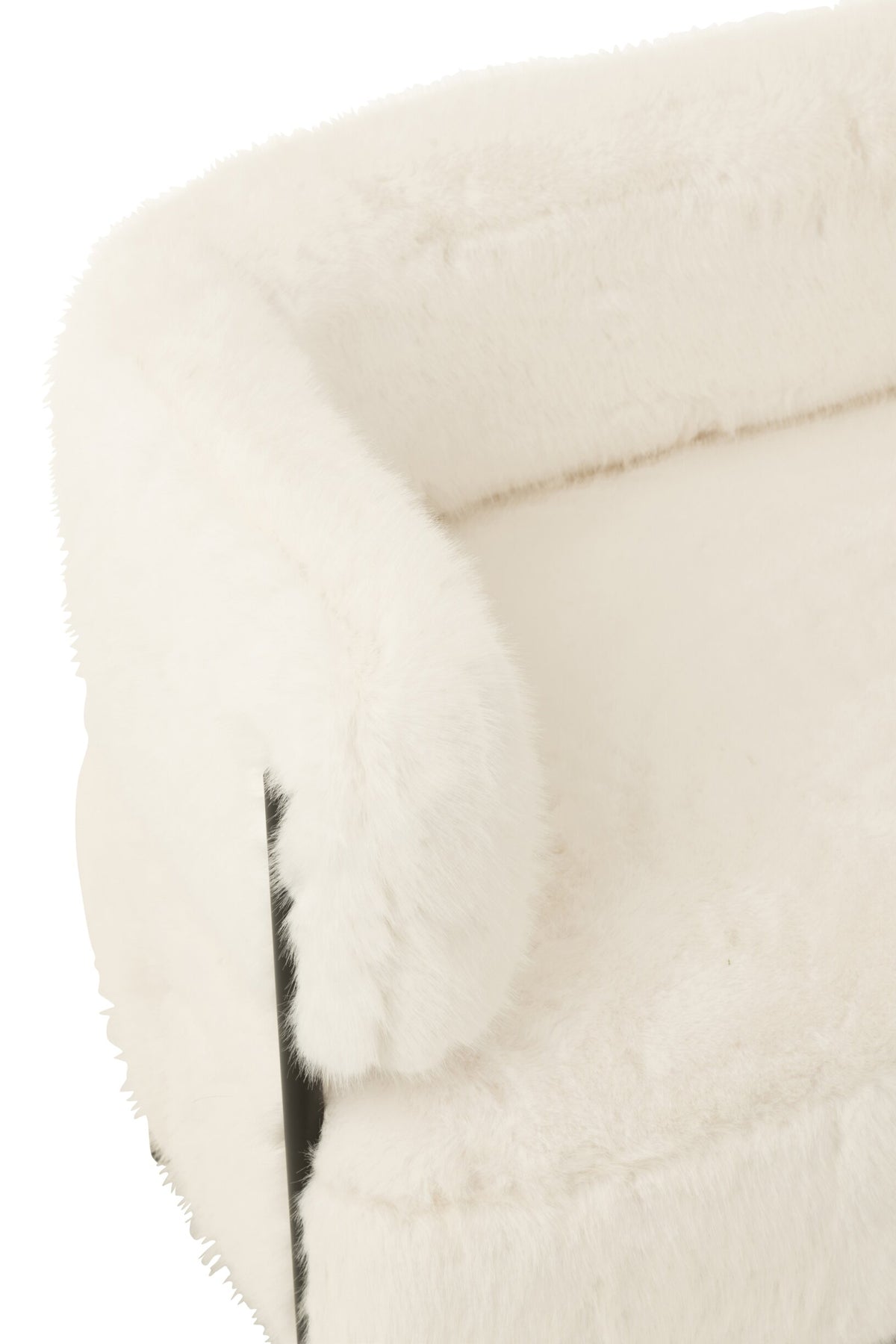 2 Seater Sofa Fur With Metal Legs Wood White