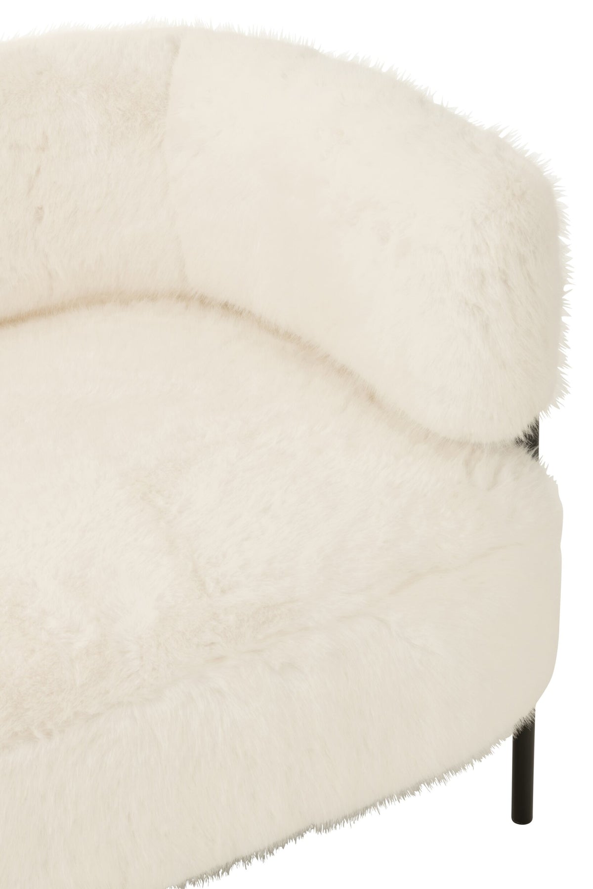 2 Seater Sofa Fur With Metal Legs Wood White