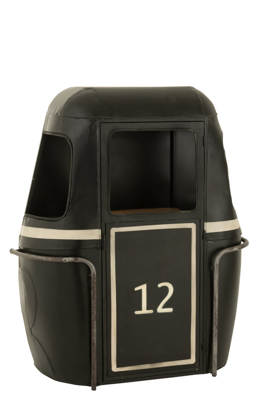 Bar Cabinet Cable Car Iron/Mango Wood Black/White