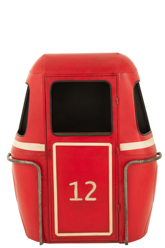 Bar Cabinet Cable Car Iron/Mango Wood Red/White