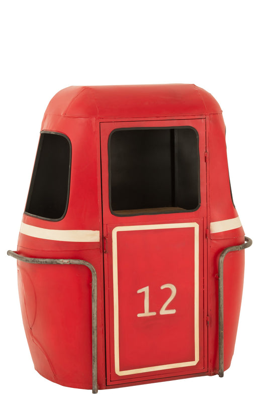 Bar Cabinet Cable Car Iron/Mango Wood Red/White