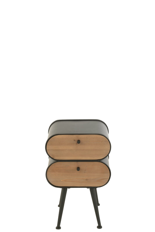 Cabinet Wood And Metal Cabinet Fir Wood Black/Light Beige