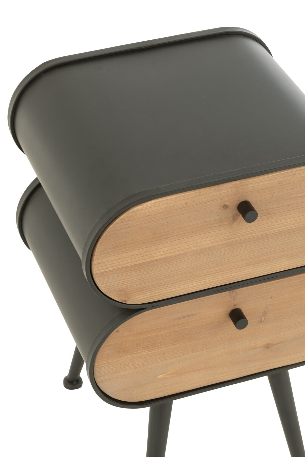 Cabinet Wood And Metal Cabinet Fir Wood Black/Light Beige