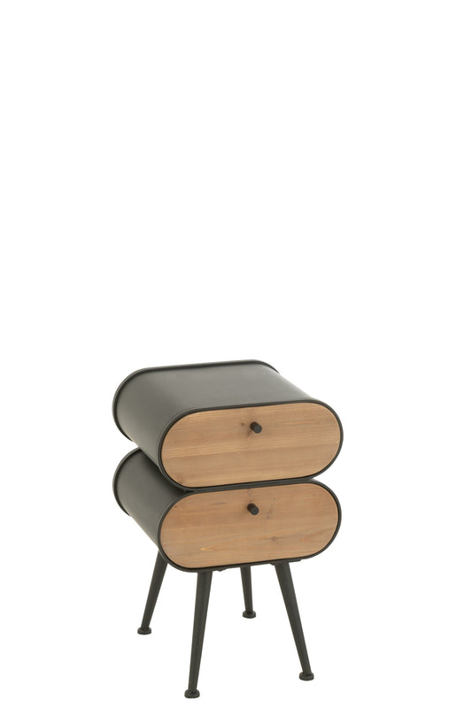 Cabinet Wood And Metal Cabinet Fir Wood Black/Light Beige