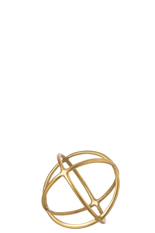 Ball Sculpture Aluminium Gold Colored Medium