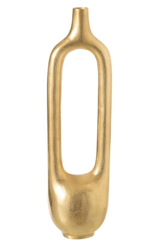 Vase Hollow Interior Aluminium Gold Colored Large