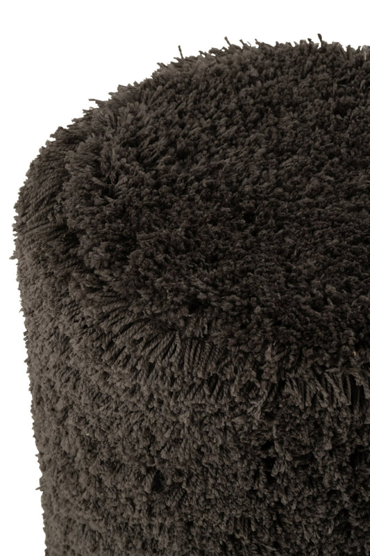 Pouffe Fluffy Polyester Dark Grey