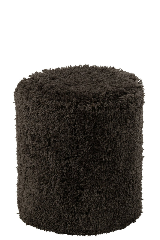 Pouffe Fluffy Polyester Dark Grey