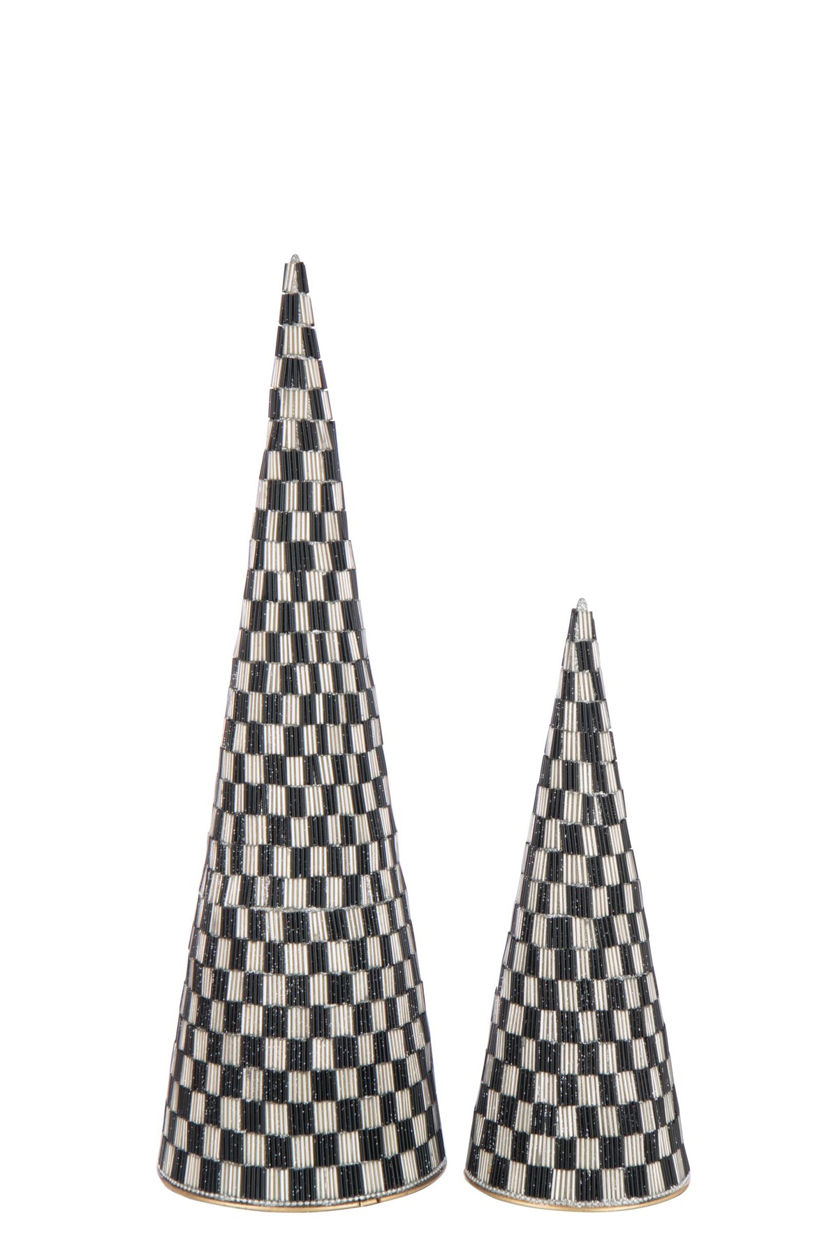 Set Of 2 Cone Iron/Glass Black/Ecru
