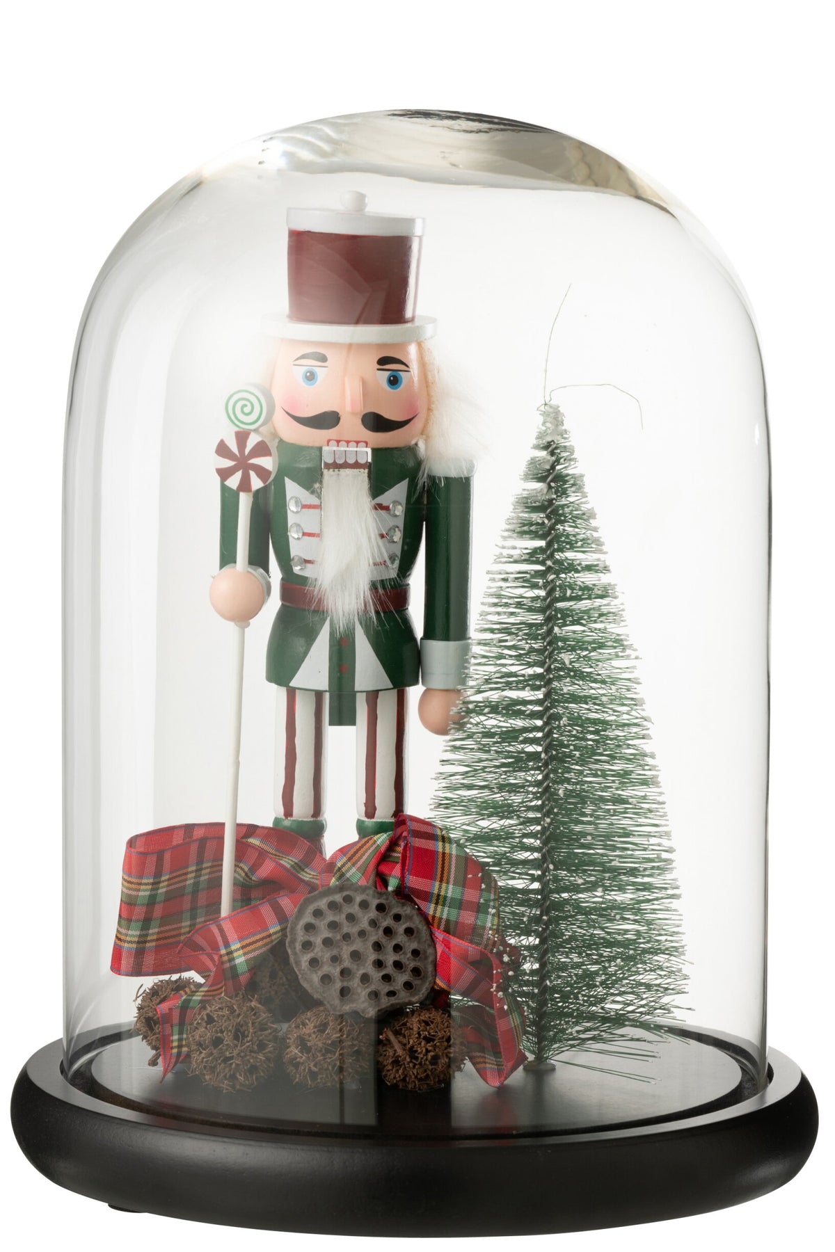 Decorative Bell Jar Nutcracker Glass Christmas Red/Dark Green Large