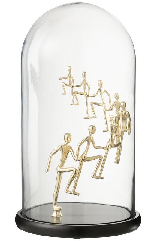 Decorative Bell Jar Climbing People Glass Gold Colored/Black