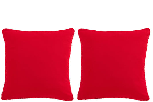 Cushion Santa Mustache/Hohoho Cotton Christmas Red/White Assortment Of 2