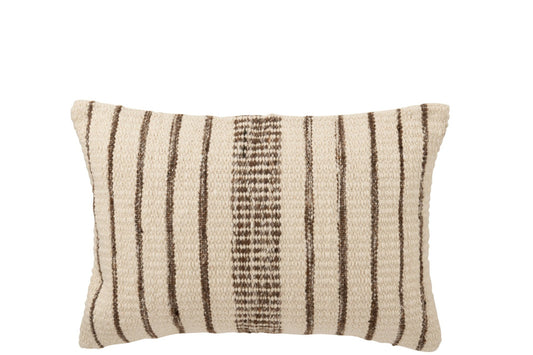 Cushion Rectangle Striped Cotton Ecru/Dark Brown
