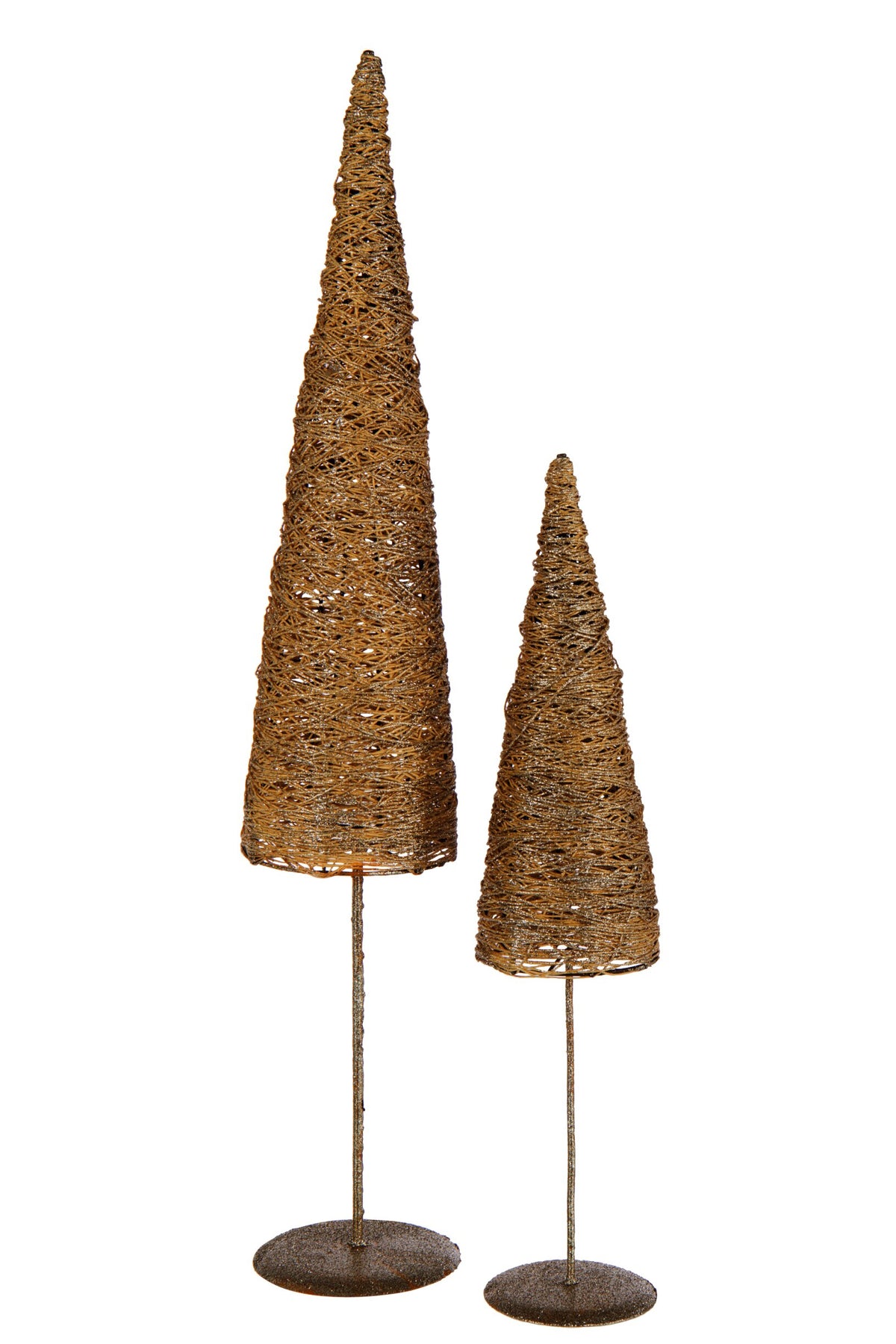 Christmas Tree On Base Metal/Paper Gold Colored Large