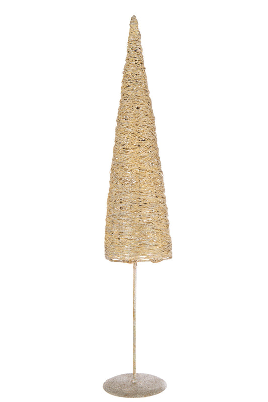 Christmas Tree On Base Metal/Paper Gold Colored Large