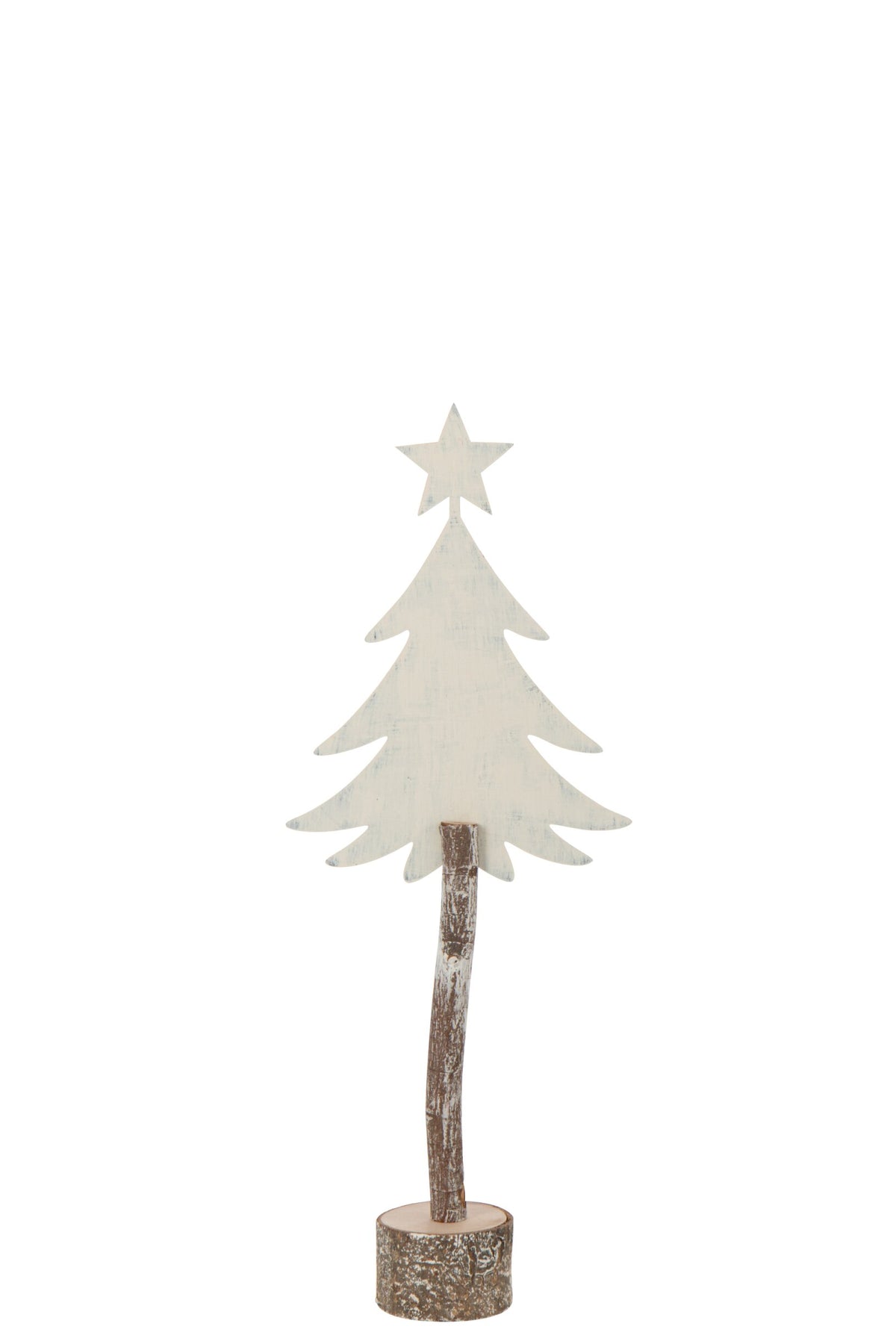 Christmas Tree + Star Iron/Paulownia Wood Off-White Small